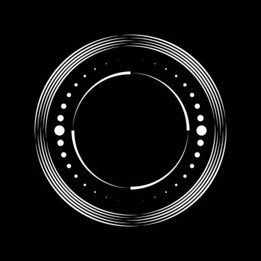 Yuvarlak halde soyut beyaz çizgiler ve noktalar