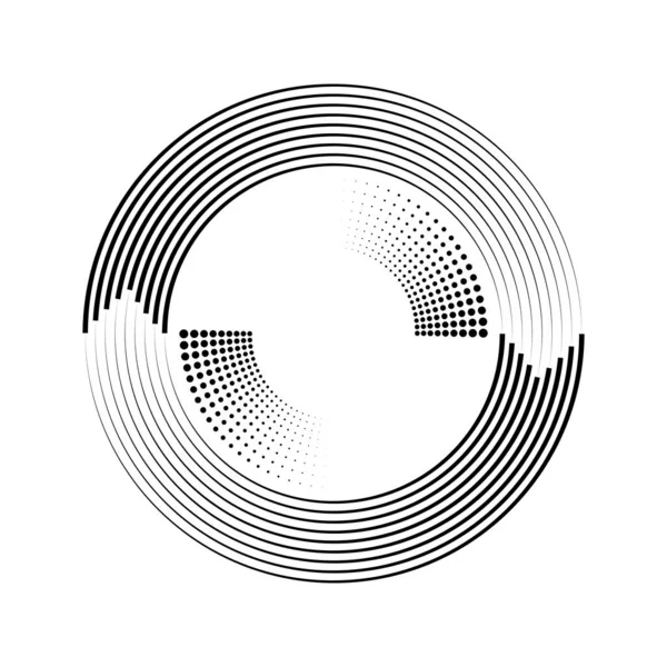 Puntos Negros Abstractos Líneas Velocidad Forma Círculo — Vector de stock