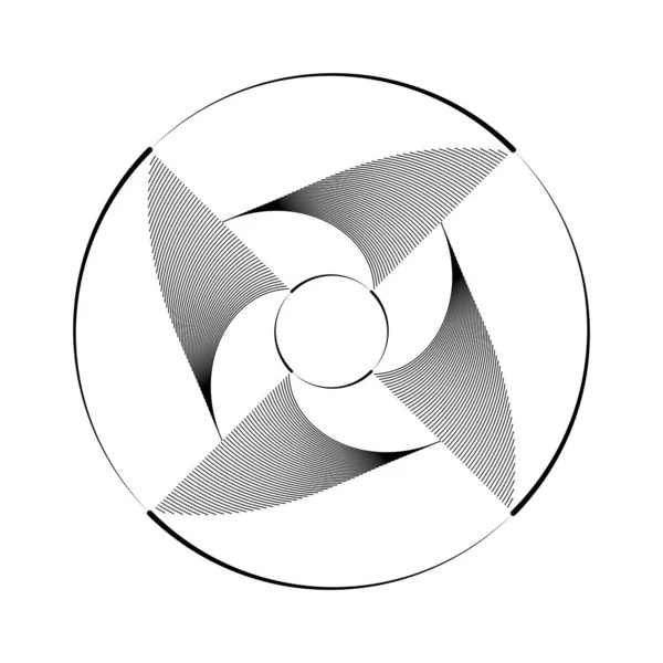 Abstrakta Svarta Kurviga Linjer Cirkel Form — Stock vektor