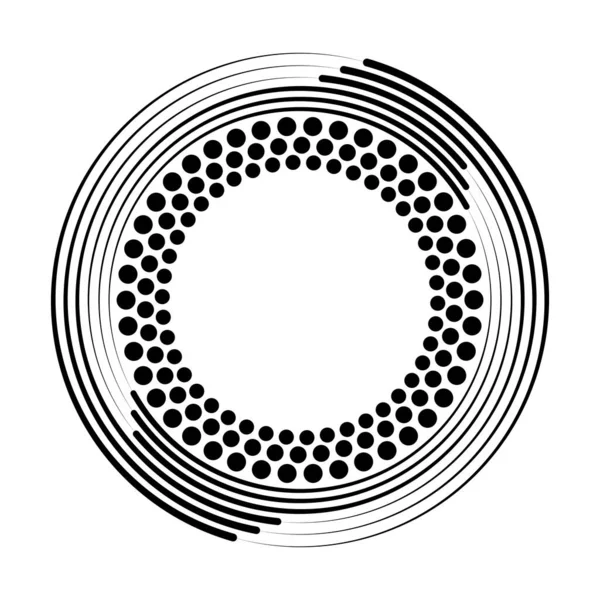 Abstract Black Speed Lines Dots Circle Form — Stock Vector