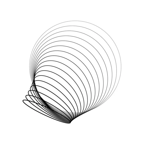 Abstrakta Svarta Linjer Oval Form — Stock vektor