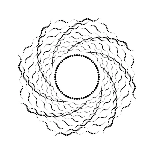Líneas Punteadas Onduladas Negras Abstractas Forma Espiral — Vector de stock