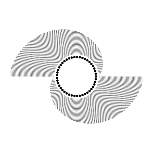 Líneas Curvas Negras Abstractas Forma Círculo — Vector de stock