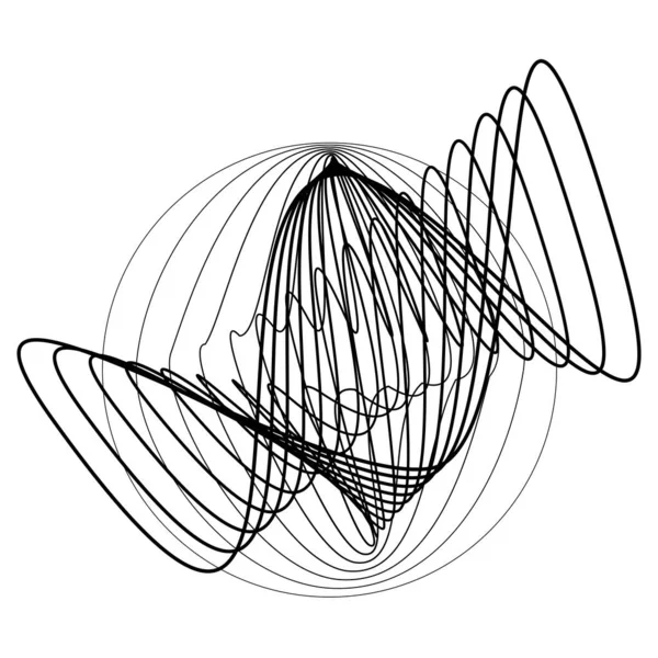 Lignes Déformées Noires Abstraites Sous Forme Ronde — Image vectorielle