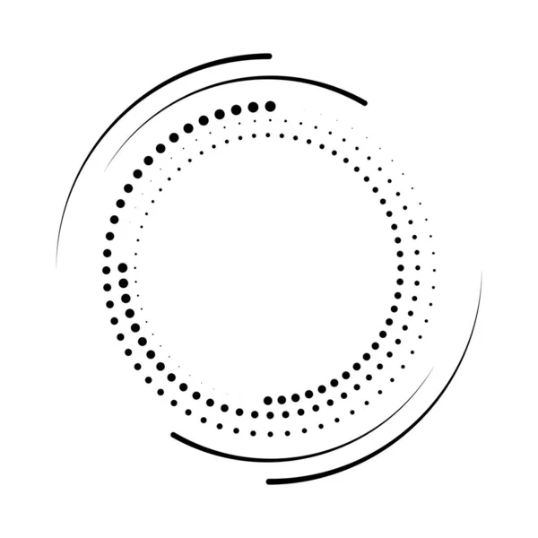 Abstract Black Halftone Dots Circle Form — Stock Vector