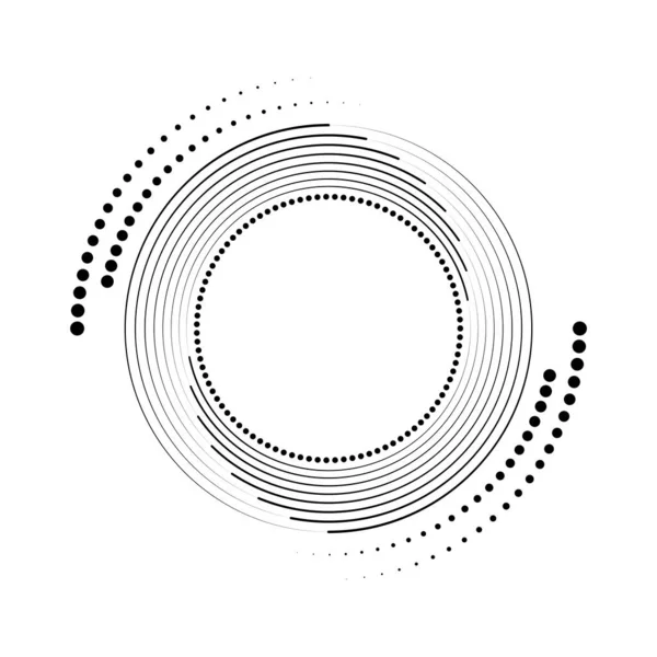 Abstract Black Halftone Dots Lines Circle Form — Stock Vector