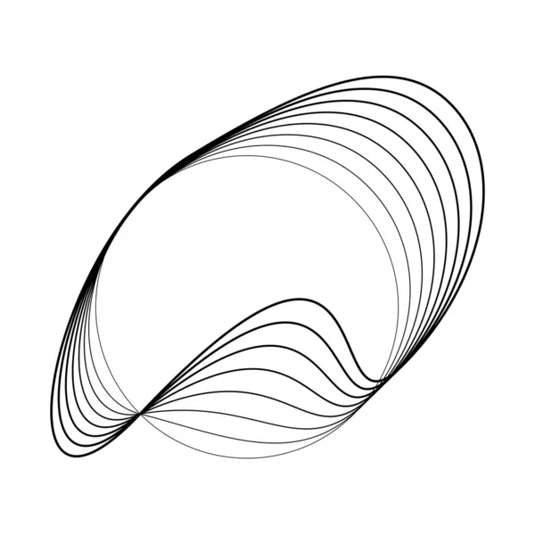 楕円形の抽象的な黒い線 — ストックベクタ