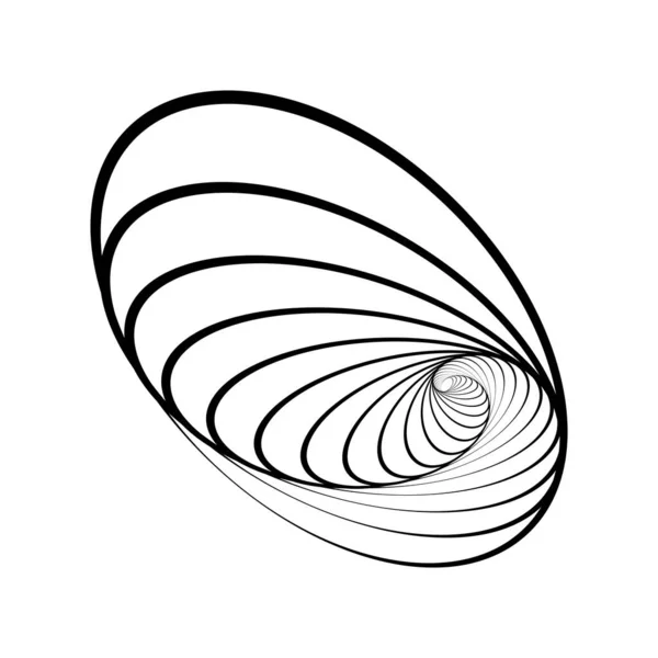 Líneas Ovales Negras Abstractas Forma Círculo — Vector de stock