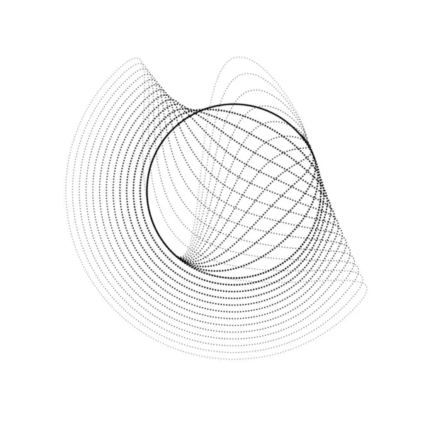 円形の抽象的な黒い楕円形の点線 — ストックベクタ