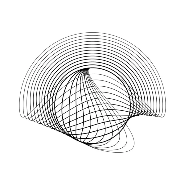Lignes Ovales Noires Abstraites Forme Cercle — Image vectorielle