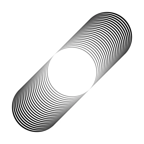 Abstract Zwarte Ovale Lijnen Cirkelvorm — Stockvector