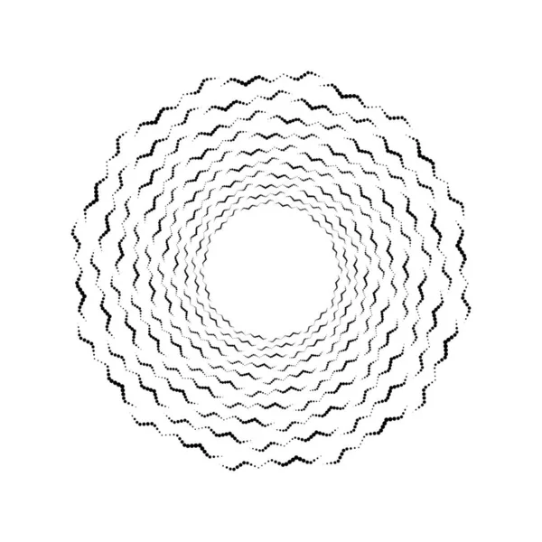 Abstrato Linhas Onduladas Pretas Pontilhadas Forma Espiral — Vetor de Stock