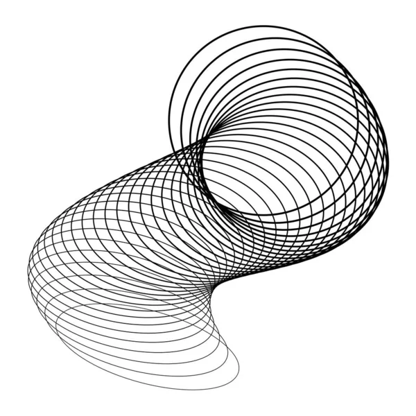 スパイラル形状の抽象変形ブラックサークルライン — ストックベクタ