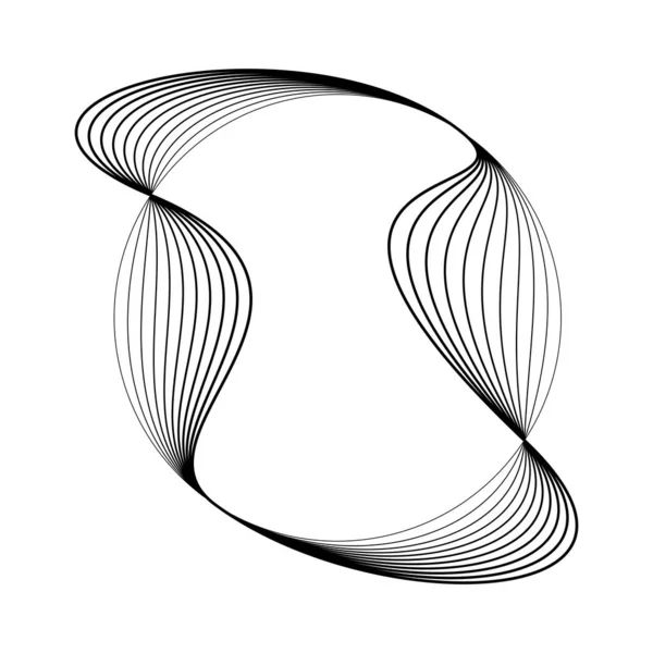 Abstracte Vervormde Zwarte Lijnen Ovale Cirkel — Stockvector