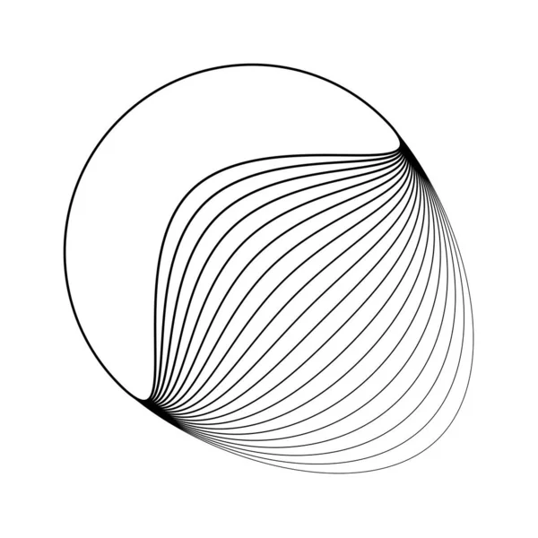 Abstrakte Deformierte Schwarze Linien Ovaler Form — Stockvektor