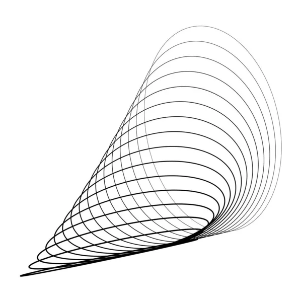 楕円形の抽象変形された黒い線 — ストックベクタ