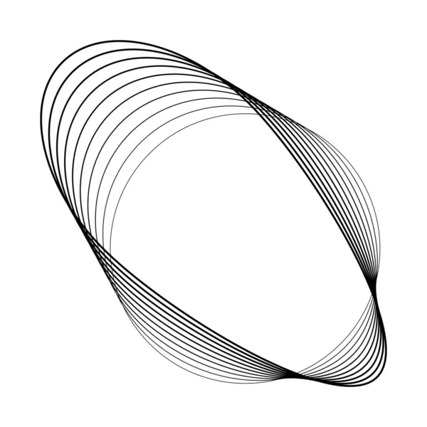 Abstrakt Deformerade Svarta Linjer Oval Form — Stock vektor