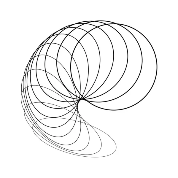 Lignes Ovales Noires Déformées Abstraites Forme Spirale — Image vectorielle