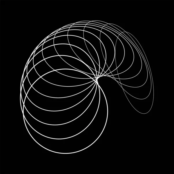 スパイラル形態の抽象変形された白い楕円形のライン — ストックベクタ