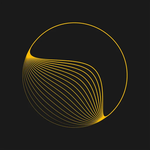 Lignes Jaunes Déformées Abstraites Forme Cercle — Image vectorielle