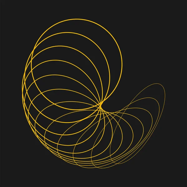 Abstracte Vervormde Gele Ovale Lijnen Spiraalvorm — Stockvector