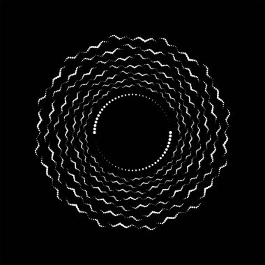 Sarmal formda soyut beyaz dalgalı noktalı çizgiler