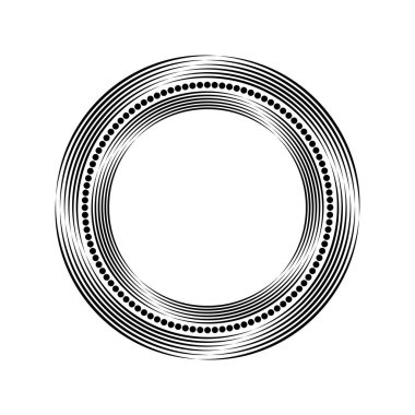 Siyah yarım ton noktalar ve çizgiler daire şeklinde.