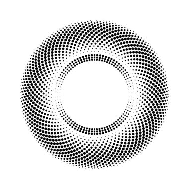 Siyah soyut yarım tonlu noktalar yuvarlak formda