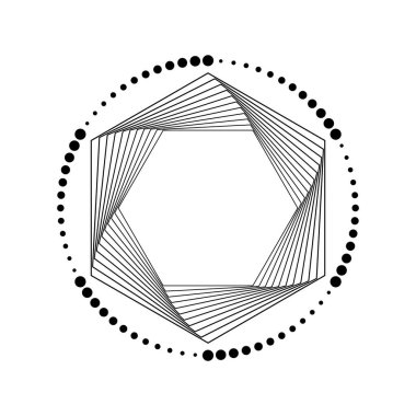 Siyah yarım ton noktalar ve çizgiler daire şeklinde.