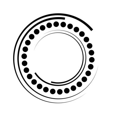 Siyah yarım ton noktalar ve hız çizgileri yuvarlak formda