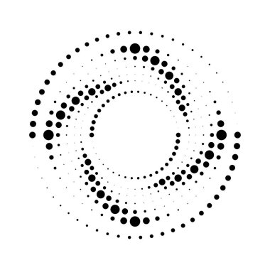 Siyah yarım tonlu noktalı çizgiler sarmal formda