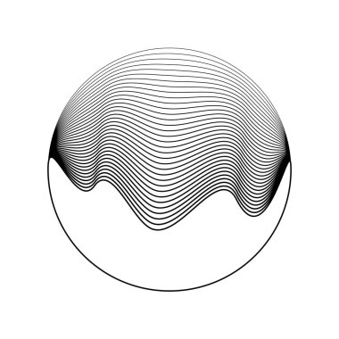 Deforme olmuş siyah dalgalı daireler