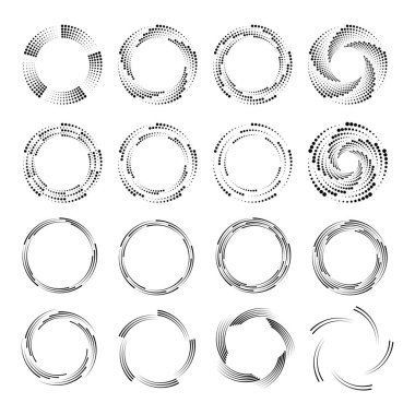 Sarmal şekillerde siyah yarım tonlu noktalar ve çizgiler.