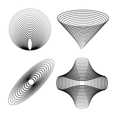 Çember biçiminde deforme olmuş siyah çizgiler kümesi
