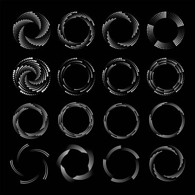 Sarmal formda beyaz yarım tonlu noktalar ve çizgiler.