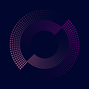 Küçük pembe ve menekşe kareler halka şeklinde.