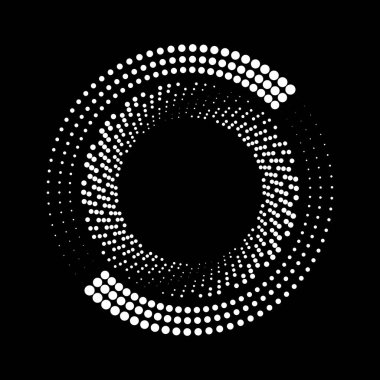 Beyaz yarım ton noktalar daire şeklinde