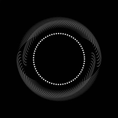 Çember şeklinde beyaz soyut çizgiler ve noktalar