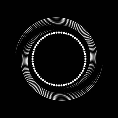 Beyaz yarım tonlu noktalar ve çizgiler spiral biçiminde