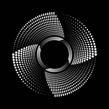 Beyaz yarım ton noktalar ve çizgiler daire şeklinde