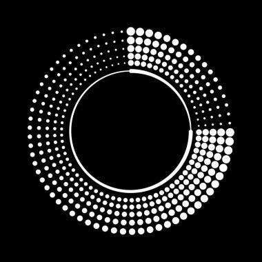 Beyaz yarım ton noktalar ve daire şeklinde çizgi