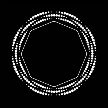 Beyaz yarım ton noktalar ve çizgiler daire şeklinde