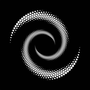 Beyaz yarım tonlu noktalı çizgiler sarmal formda