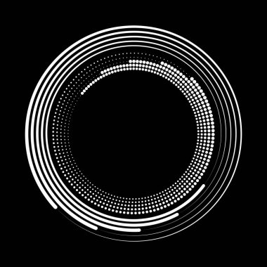 Beyaz hız çizgileri ve noktalar daire şeklinde