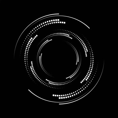 Beyaz vektör noktaları ve hız çizgileri yuvarlak formda