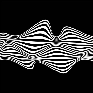 Soyut dalgalı beyaz çizgiler. İşlem sanatı