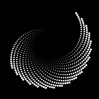 Soyut beyaz kıvrımlı yarım ton noktalı çizgiler. Çember biçimi