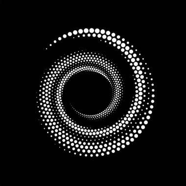 Soyut beyaz yarım tonlu noktalar sarmal formda