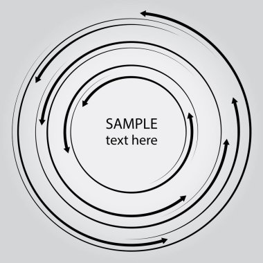 Gri arkaplanda ok başlıkları olan siyah eşmerkezli çizgiler 