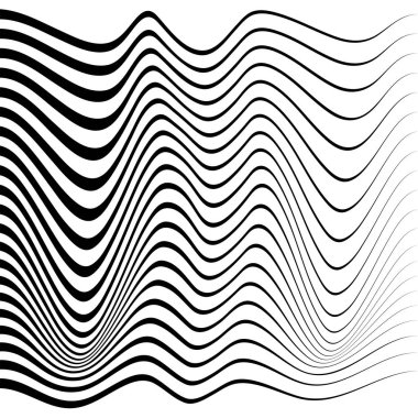 Siyah çizgiler. Yatay dalgalı üçgenler